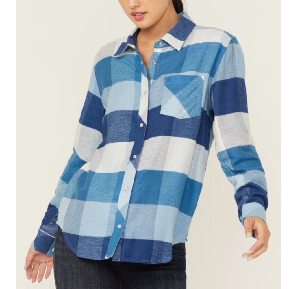 NWOT IDYLLWIND Plaid Print Long Sleeve Snap Flannel Shirt in Size L